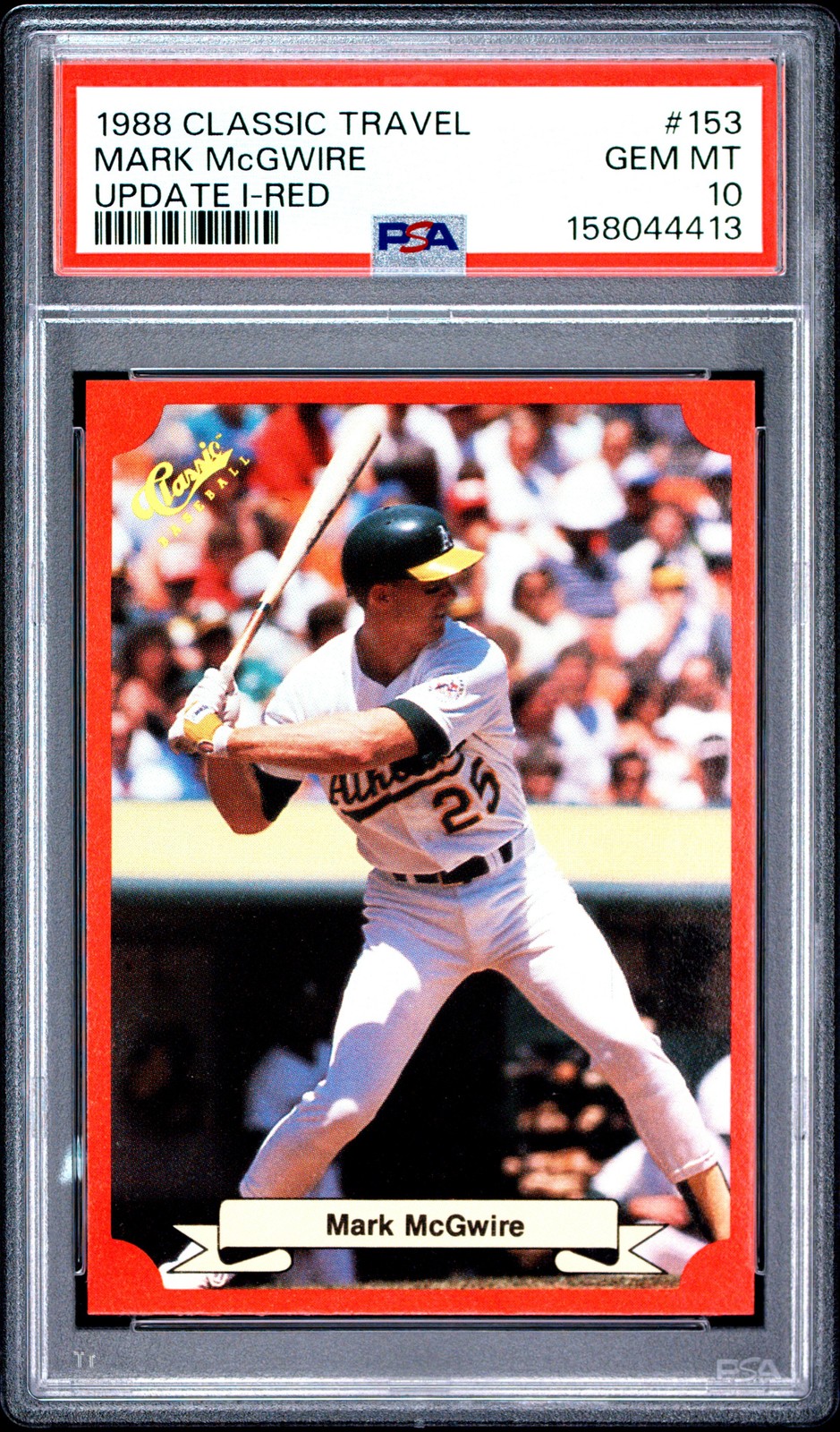 1988 CLASSIC TRAVEL UPDATE I RED #153 MARK MCGWIRE PSA 10 view 1