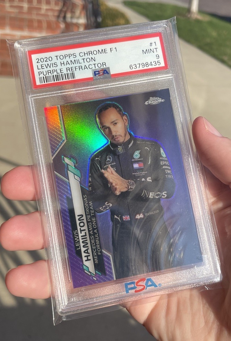 2020 Topps Chrome F1 Racing #1 Lewis Hamilton Purple Refractor /399 PSA 9