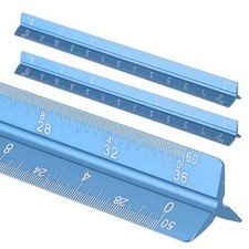 2 Pcs 7 Inch Imperial Architectural Triangular Scale Ruler Large Scale, Blue