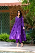 Indian Readymad Party Festive Wedding Rayon Kurta Kurti Pant Set for Women's Gif