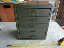 Vintage Metal Parts Organizer 5 Drawer 6" x 8" x 10" Lot 25-47-C