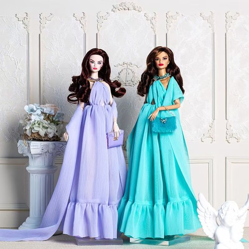 Fashion Blue Purple Evening Dress 1/6 Doll Clothes Princess Wedding Party Gown