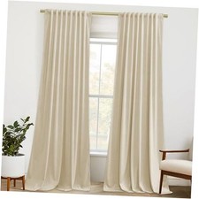 Beige Velvet Curtains 84 inches 52"W x 84"L Pack of 2 Beige Series - Beige