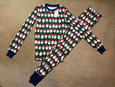 NWT Mini Boden 14 Boys Kids L/S Green Red Santa Christmas Pajamas PJs 49