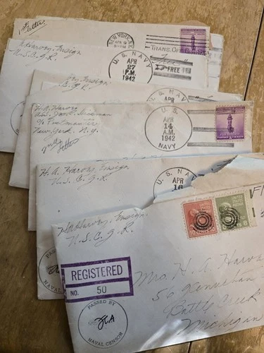 7 letters correspondence from Navy ensign 1942
