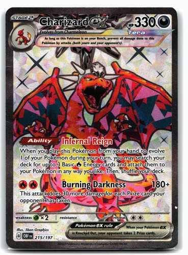 Charizard ex 215/197 Ultra Rare Obsidian Flames Pokemon Holo Heavily Played