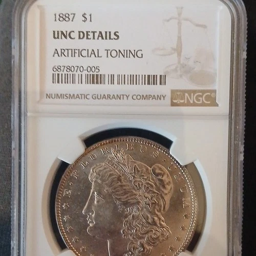1887 Morgan Dollar NGC UNC Details Uncirculated Silver $1 Artificial Toning