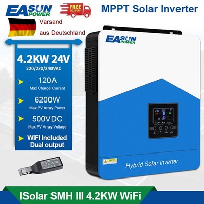 4200W Off Grid Solar Wechselrichter 24V 120A Wifi Laderegler MPPT Varsand aus DE