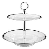 Fink Porzellan Etagere 26 X 27 Cm Weiß Zwei-StöCkig Stufentablett Mit Tragegriff
