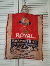 Royal Basmati Burlap Bag With Recipe Attached