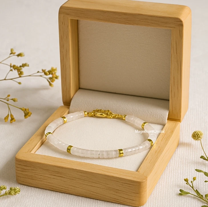 Clear Quartz Bracelet White Stone Crystal Jewelry Adjustable Gold-Plated Chain - Image 2 of 4
