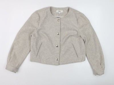 Next Damen Beige Cropped Basic Jacke Größe 14 Geknöpft Klassischer Stil