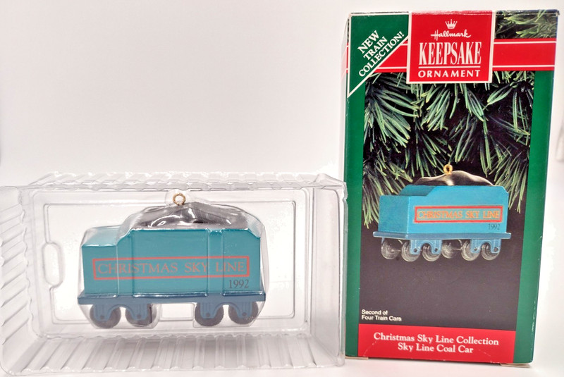 1992 Hallmark Christmas Sky Line Ornament cast metal Train Coal Car 🚂