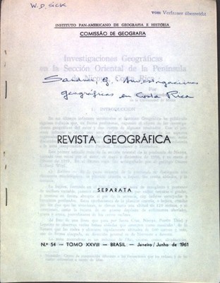 Investigaciones Geograficas en la Seccion Oriental de la Peninsula de Nicoya, Co
