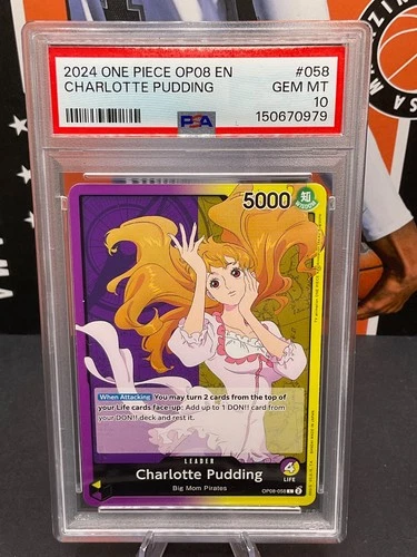 2024 One Piece EN OP08-058 Charlotte Pudding Leader PSA 10 GEM MINT
