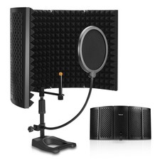 Microphone Isolation Shield, Microphone Isolation Shield with Stand and Pop F...