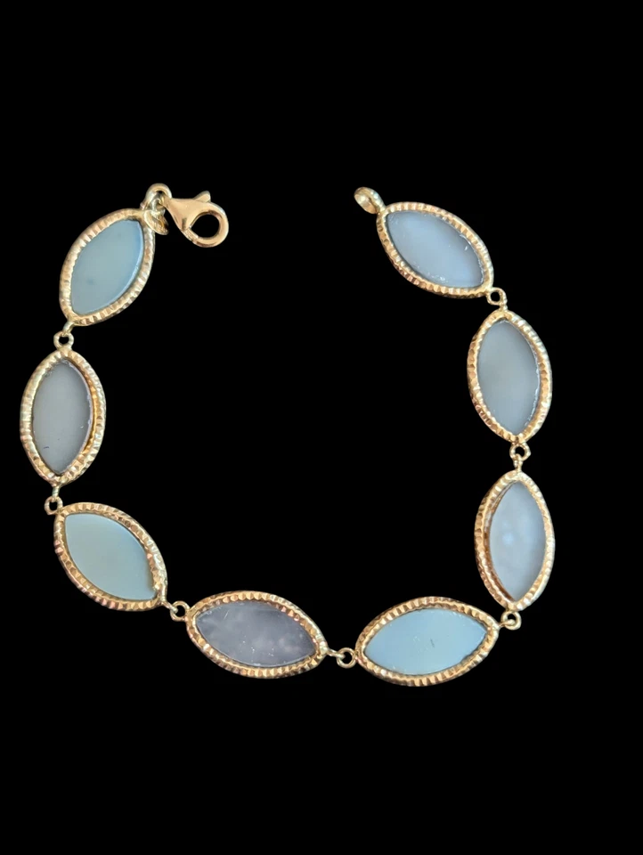 Milor Italy 14k Solid Gold Faux Multicolor Druzy Bracelet 7.5" Fits 6.75" - Image 4 of 4