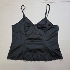 Vintage Adonna JCPenney Black Nylon Lace Trim Camisole Size 38 Made in USA