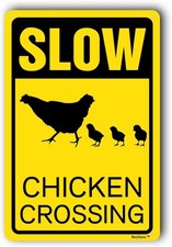 Chicken Crossing Signs,Neighborhood Road Sign,Please Slow Down Sign,Funny Yar...