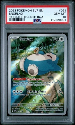 2023 Pokémon TCG Snorlax 051 Scarlet & Violet 151 Promo Card PSA 10
