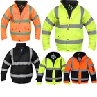 HI Viz Visibilty Bomber Reflective Contractor Security Work Jacket