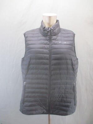Eddie Bauer Size L Womens BLK Down Feather Full Zip High Neck Insulated Vest 018