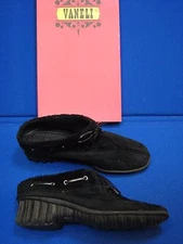 7.5 M Van Eli Black Bronnie Ladies Womens Shoes Mules VanEli Suede Leather Flats