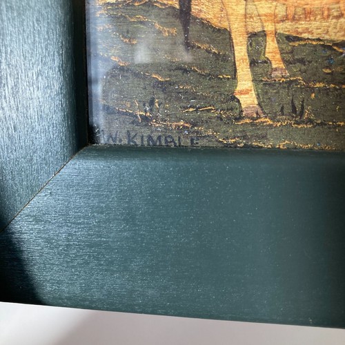 Warren Kimble primitivo vintage incorniciato mucca stampe fienile su legno 7,25 x 9,5" - Foto 7 di 9