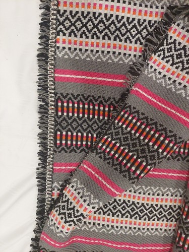 Portugese Heavy Cotton Gray Red Pink Twin Bed Cover 70X86 by Pombo & Azevedo - Picture 3 of 4