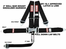 IHRA RACERDIRECT NEW 3" SFI 16.1 LATCH & LINK 5 POINT RACING HARNESS BELT BLACK