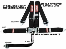 IHRA RACERDIRECT NEW 3" SFI 16.1 LATCH & LINK 5 POINT RACING HARNESS BELT BLACK