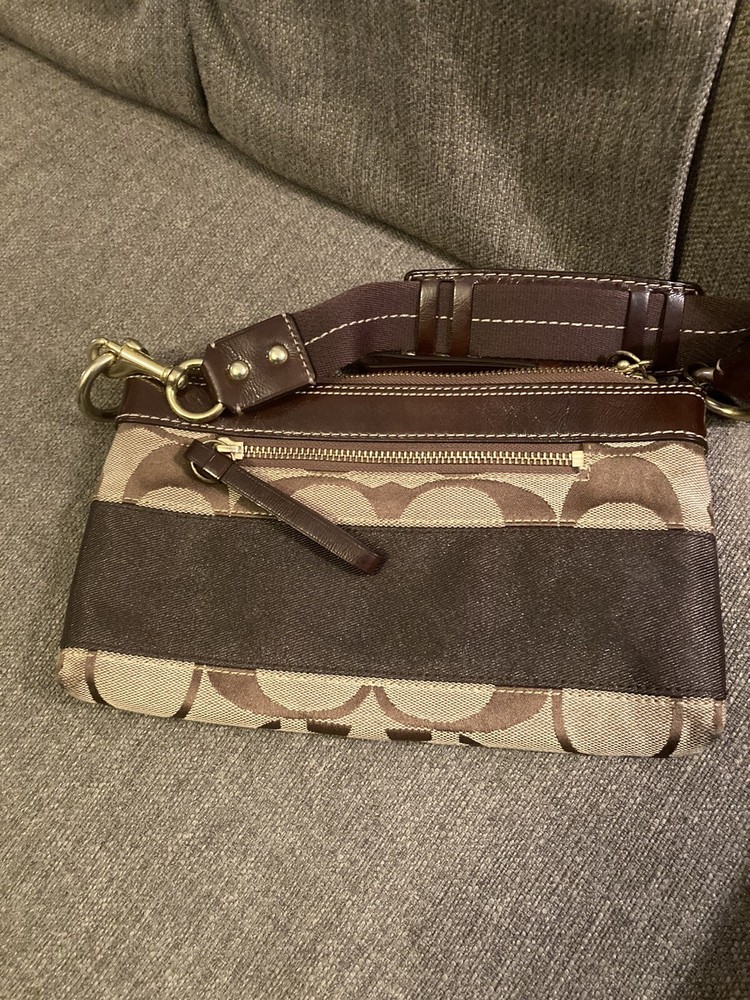 coach brown stripe handbag