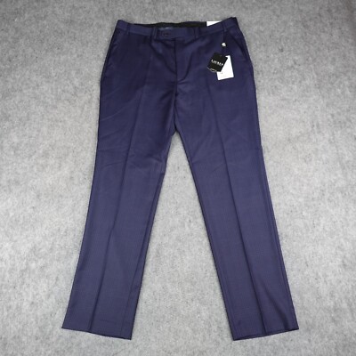 Ralph Lauren Pants Mens 40x34 Navy Plaid Wool Ultraflex Suit Trouser Edgewood 40