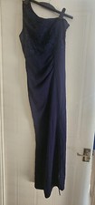 NAVY LONG LACE DESIGN EVENING DRESS SIZE MEDIUM 