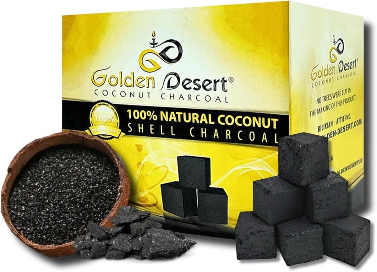 Golden Desert 100% Natural Coconut Hookah Charcoal 36pc Shisha