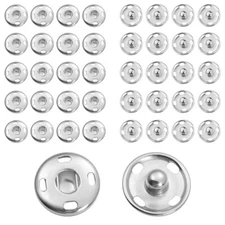 50 Sets Silver Sew On Snaps Buttons Metal Snaps Fasteners Press Studs Buttons