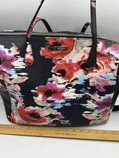 Kate Spade Black Floral Tote Purse with Adjustable Strap