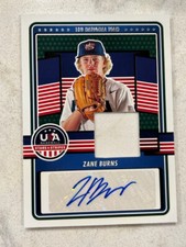 ZANE BURNS 2023 Panini USA Baseball Stars & Stripes Jersey Autograph AUTO