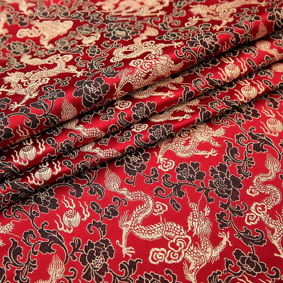 Retro Dragon Designed Brocade Jacquard Fabric DIY For Sewing Girl Dress Suit Tie - Image 4 of 4