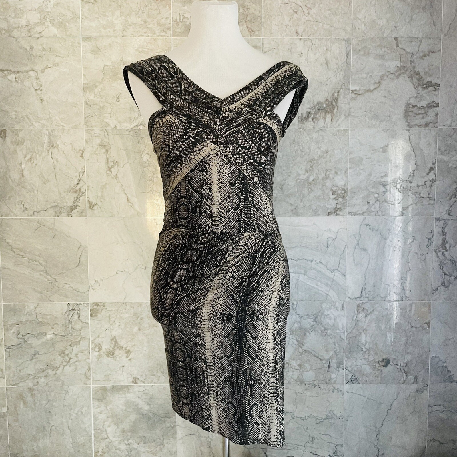 The Kooples Gray Brown Tan Python Mini Dress 34 XS - image 1