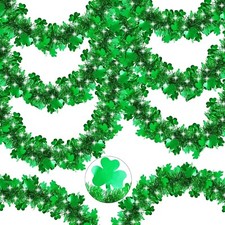 50FT St Patrick'S Day Tinsel Garland Green Shamrock Tinsel Garland Clover Tinsel