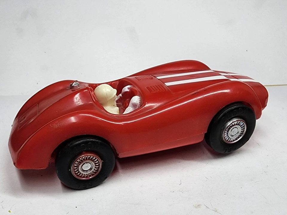Coche Ranura Ferrari Eldon 750-15 Vintage Años 60 Rojo 5" Plástico Coche de Carreras PROBADO FUNCIONA Foto 4 de 4