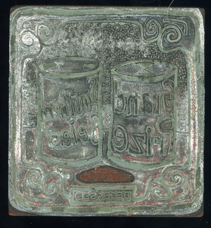 GRAND PRIZE & SOUTHERN SELECT Beer Cans DECEASED Letterpress Printer Block  LOOK