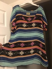 Show Me Your Mumu One Size Blue Purple Short Sleeve Fun Funky Tunic Top Shirt R1