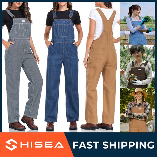 HISEA Women Relaxed Fit Bib Overall Craftsman Workwear Jeans Jumpsuits Coveralls