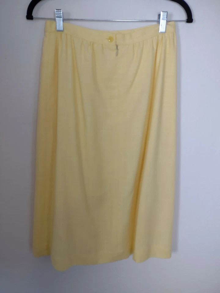 Traje Falda Ashley Brooke Mujer Talla 10p Amarillo Mezcla Lino S81 Foto 4 de 4