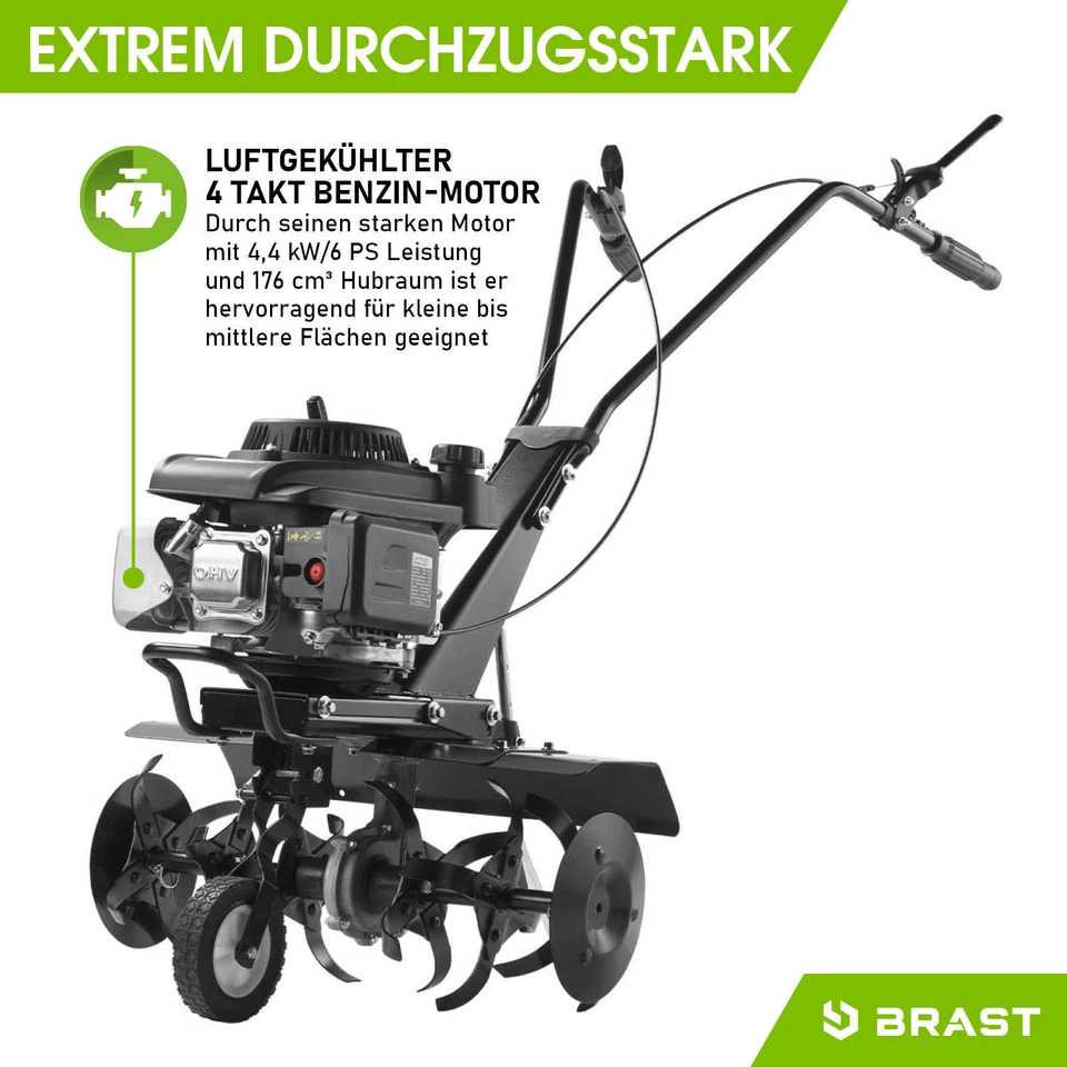 BRAST Motorhacke Benzin Ackerfräse Selbstantrieb Gartenfräse Bodenfräse AF5500N - Bild 3 von 4