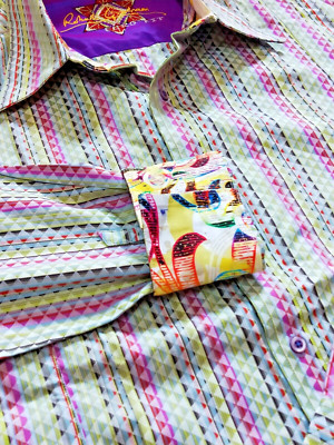 Robert Graham Abstract Geometric Striped Men's 2XL cotton Shirt NEW