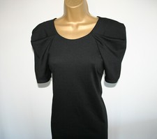 River Island Sexy Fitted Unusual Puffed Short Sleeves Party Black Dress Sz UK 10