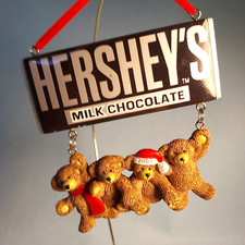 Vintage Kurt Adler Hersheys Chocolate Bar Teddy Bear Christmas Ornament 2003